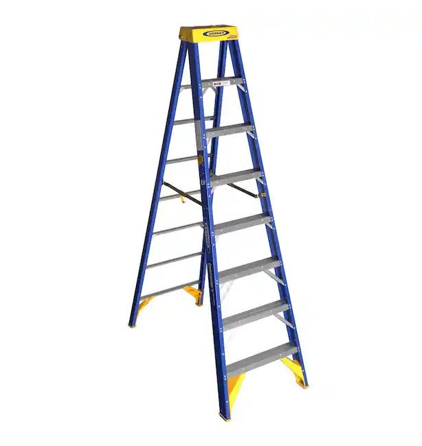 American Ladders & Scaffolds, 8 ft. Fiberglass Contractor JobStation Step Ladder with 375 lb. Load Capacity Type IAA Duty Rating