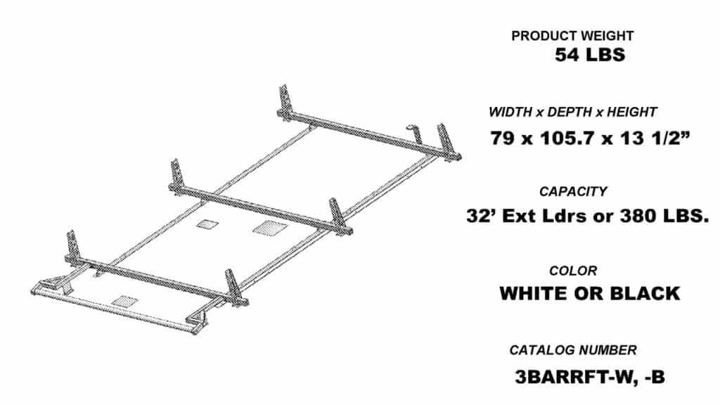 American Ladders & Scaffolds, Adrian Steel 3 Bar Utility Rack with Roller - White