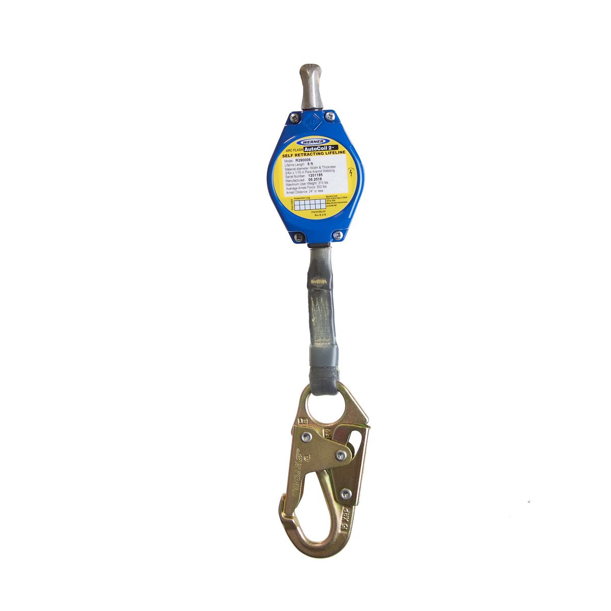 American Ladders & Scaffolds, AutoCoil2 Self-Retracting Lifeline 6' Web Aluminum Housing w/Snap Hook ARC FLASH