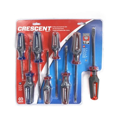 American Ladders & Scaffolds, CRESCENT  CGPS8PCSET 8PC. PHILLIPS/SLOTTED CO-MOLDED DIAMOND TIP SCREWDRIVER SET