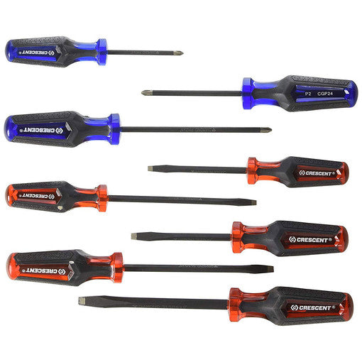 American Ladders & Scaffolds, CRESCENT  CGPS8PCSET 8PC. PHILLIPS/SLOTTED CO-MOLDED DIAMOND TIP SCREWDRIVER SET