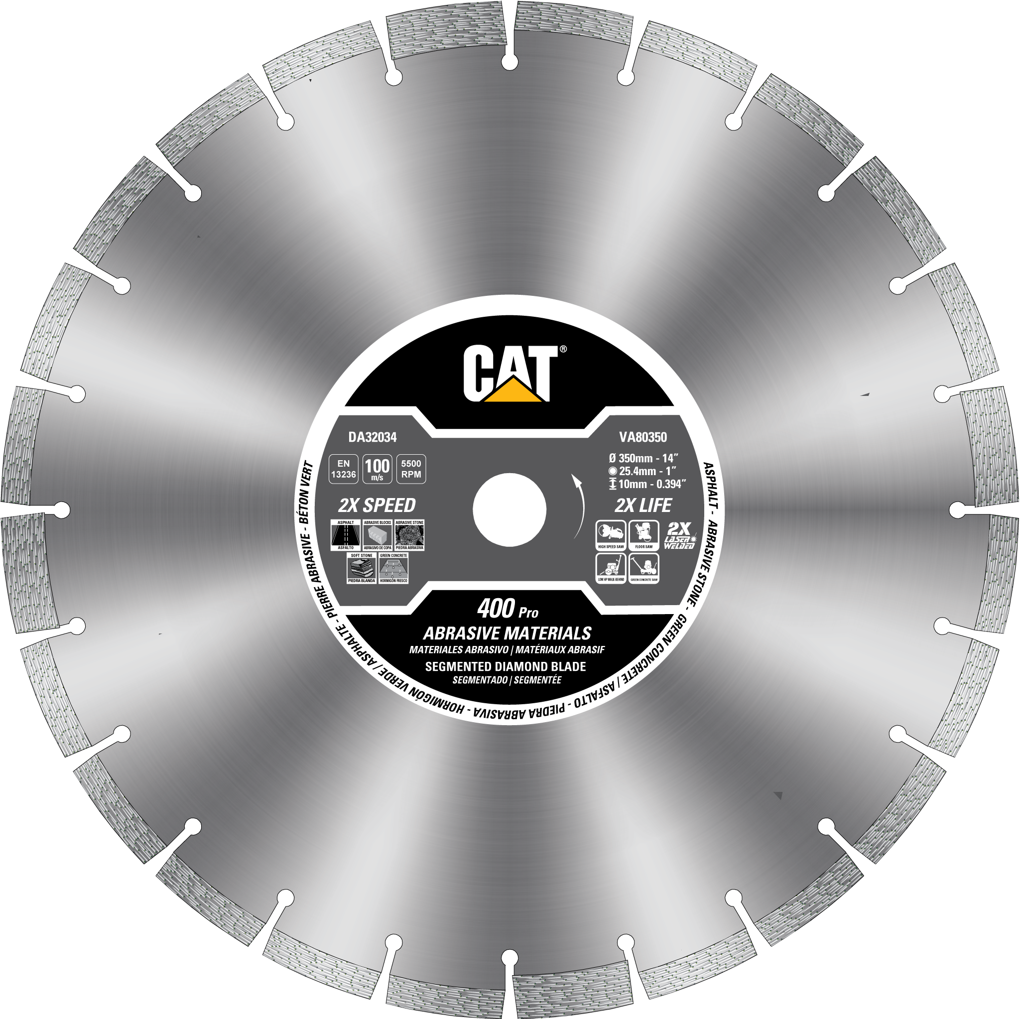 Caterpillar, Cat® 400 Pro Laser Welded Narrow Gullet Asphalt Diamond Blade 14" - 350mm