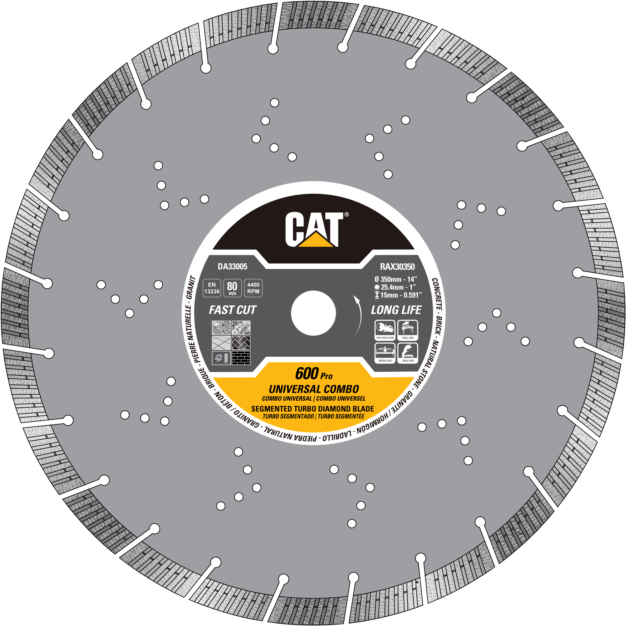 Caterpillar, Cat® 600 Pro Segmented Turbo Universal Diamond Blade 14" - 350mm