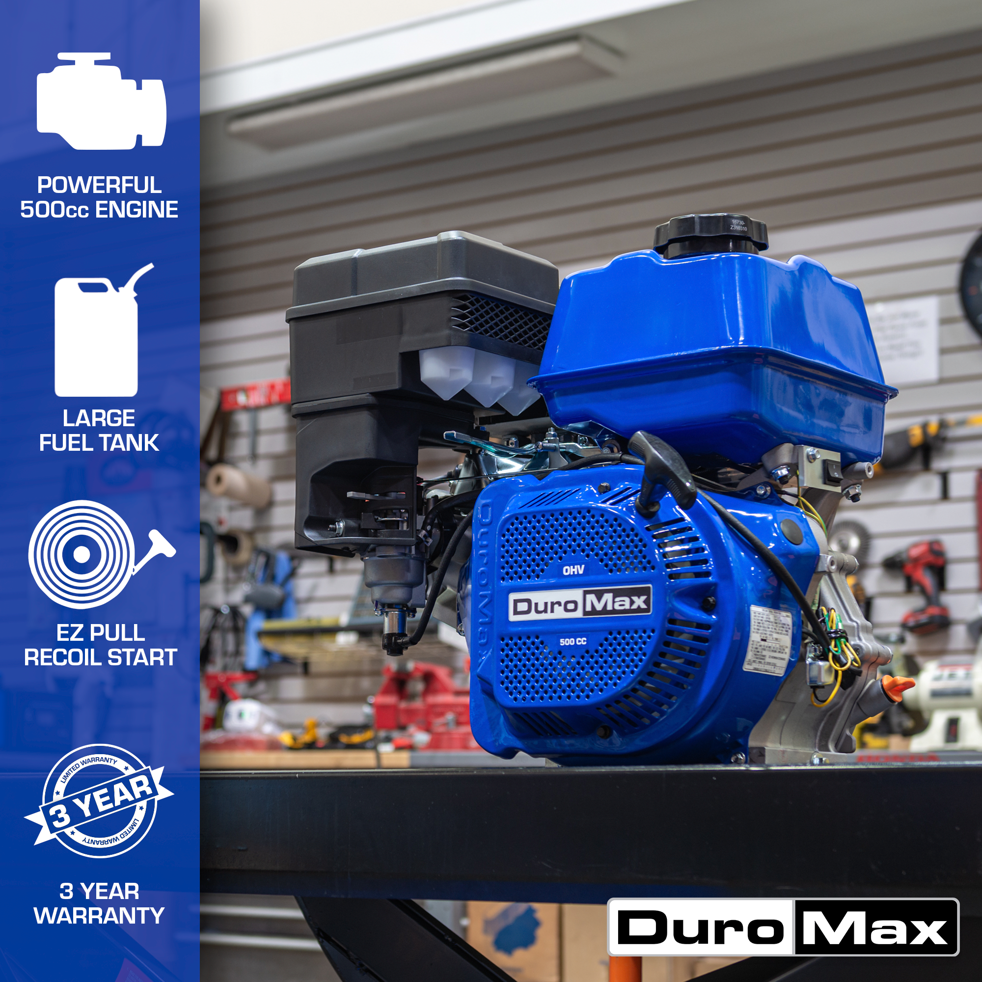 DuroMax, DuroMax XP20HP 500cc 1-Inch Shaft Recoil Start Gasoline Engine