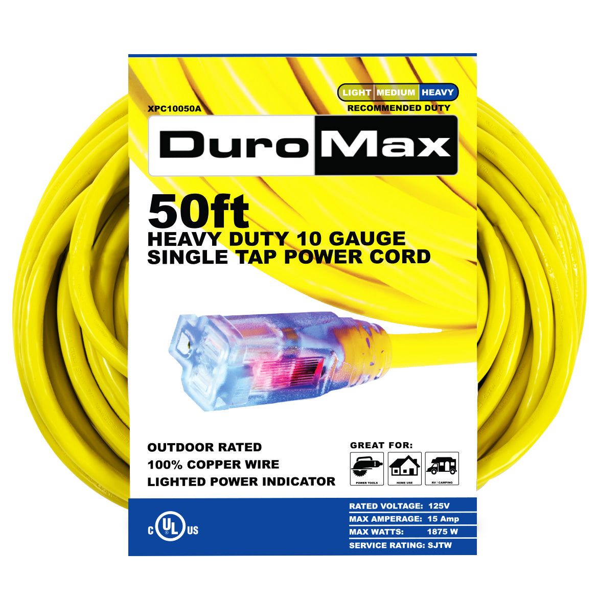 DuroMax, DuroMax XPC10050A 50-Foot 10 Gauge Single Tap Extension Power Cord