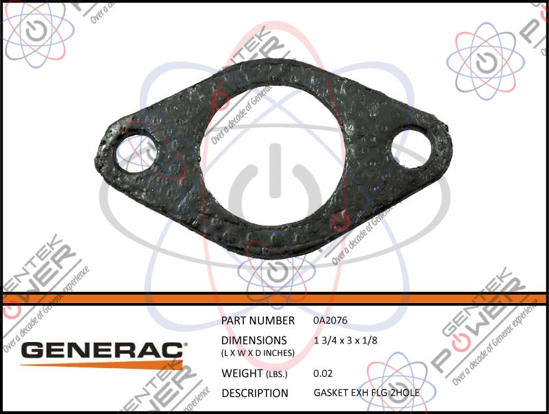 Generac Power Systems, Generac 0A2076 Exhaust Gasket For Air Cooled Engines