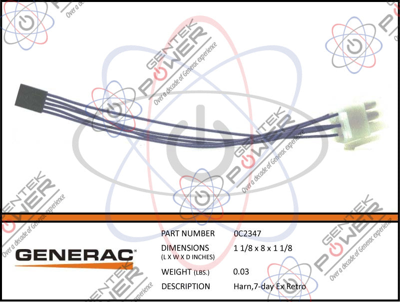 Generac Power Systems, Generac 0C2347 MK3/MKIII Programmable Exerciser Retrofit Harness