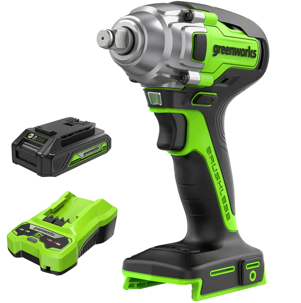 Greenworks, Greenworks 3806902 24V 1/2" Cordless Battery Impact Wrench w/ Battery & Charger