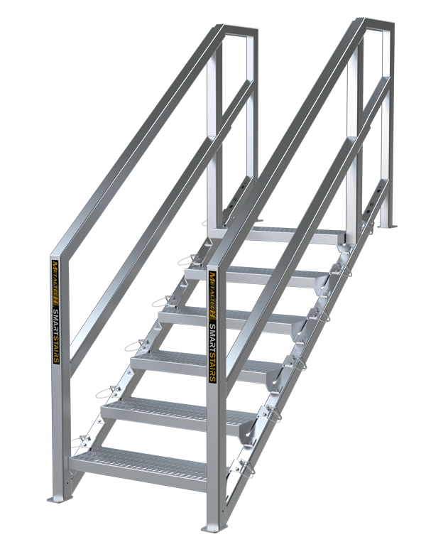 American Ladders & Scaffolds, Metaltech Telescopic Aluminum Modular Construction Stair System