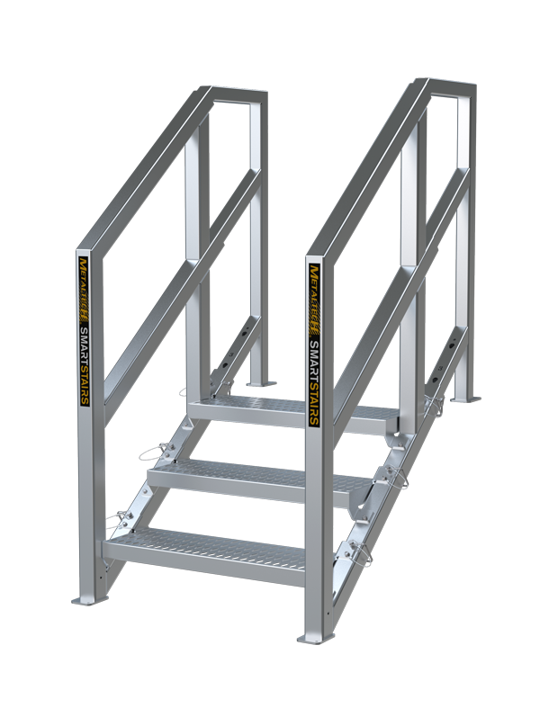 American Ladders & Scaffolds, Metaltech Telescopic Aluminum Modular Construction Stair System