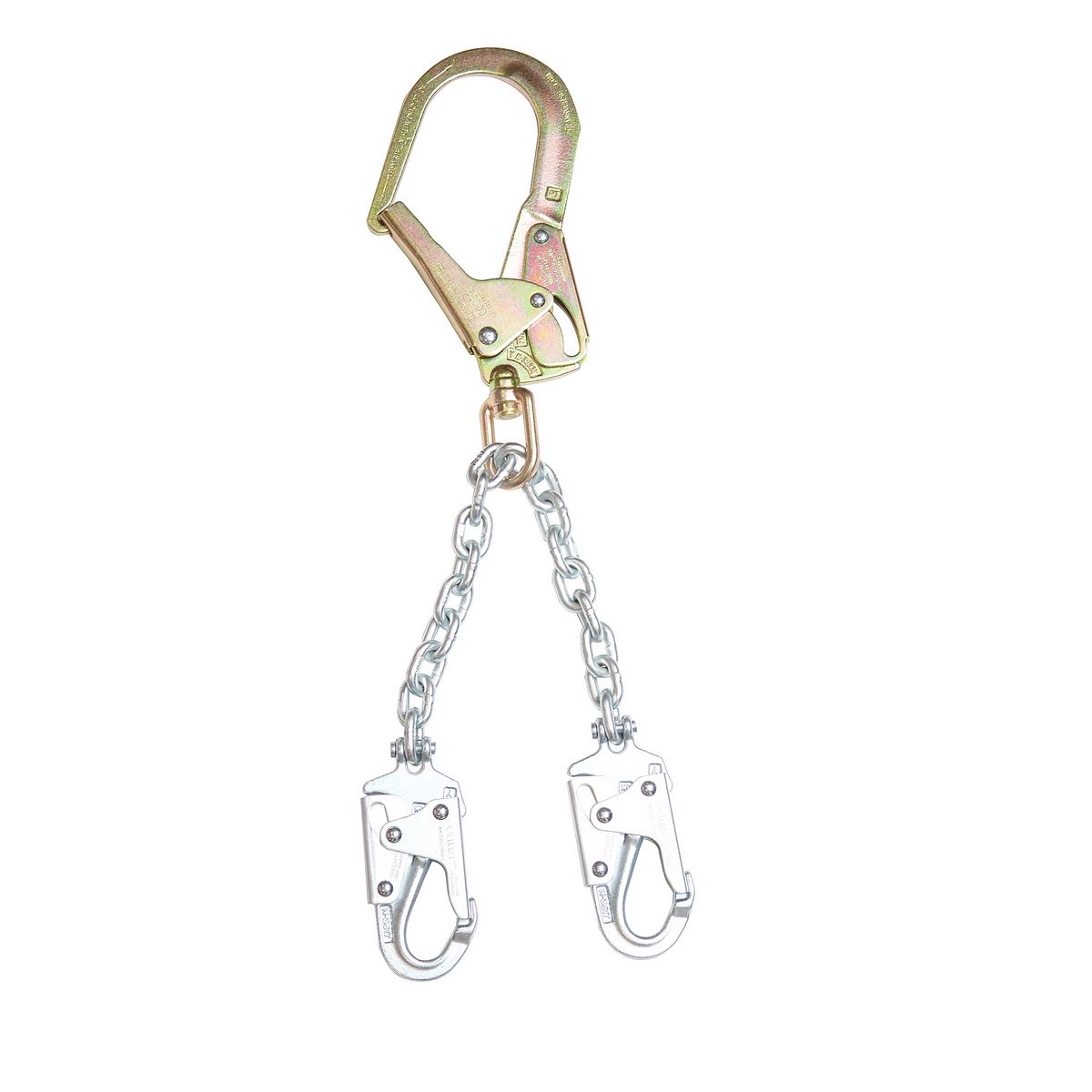 American Ladders & Scaffolds, Rebar Positioning Lanyard (Chain, 2 Snaphooks, Rebar Hook) - 22"