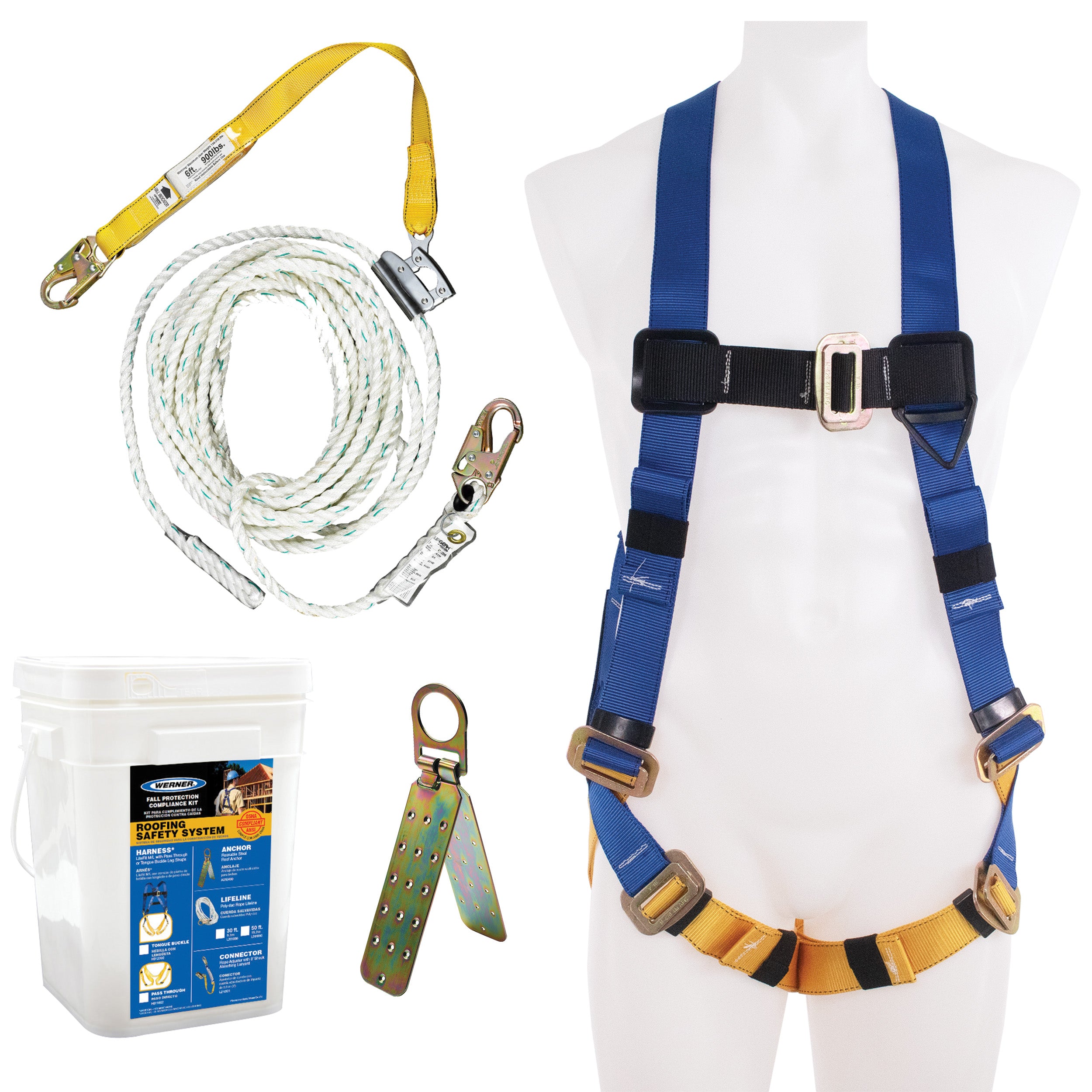 American Ladders & Scaffolds, Roofing Bucket, 30' Basic (Pass-thru Buckle Harness)