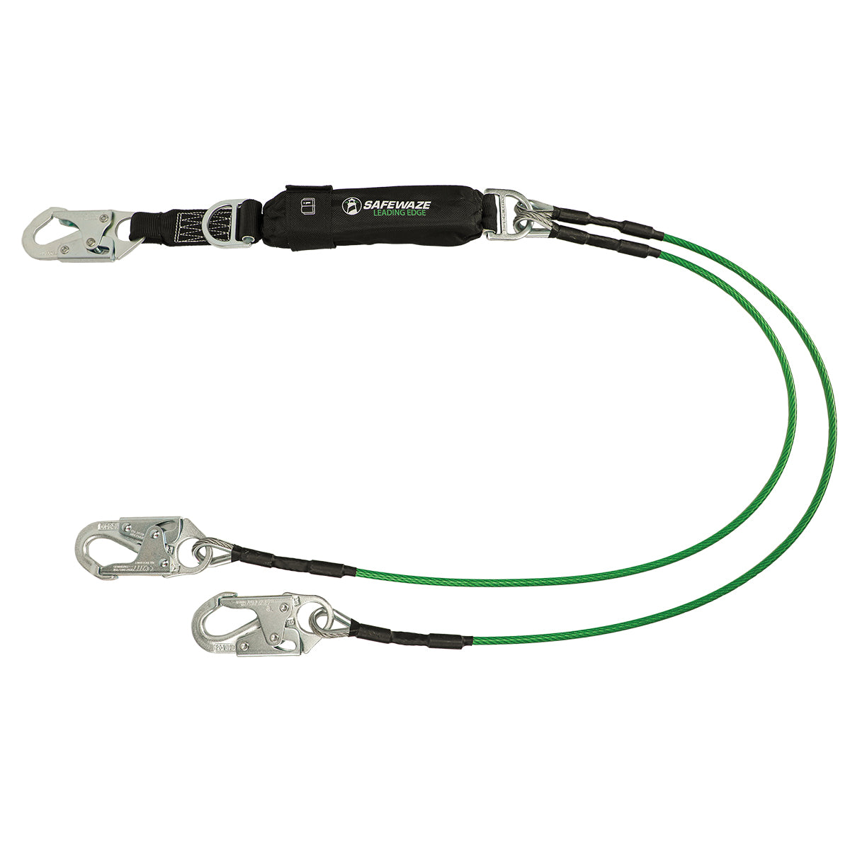 American Ladders & Scaffolds, Safewaze Leading Edge 6' Energy Absorbing Lanyard: D-Ring, Dual Leg, Snap Hooks