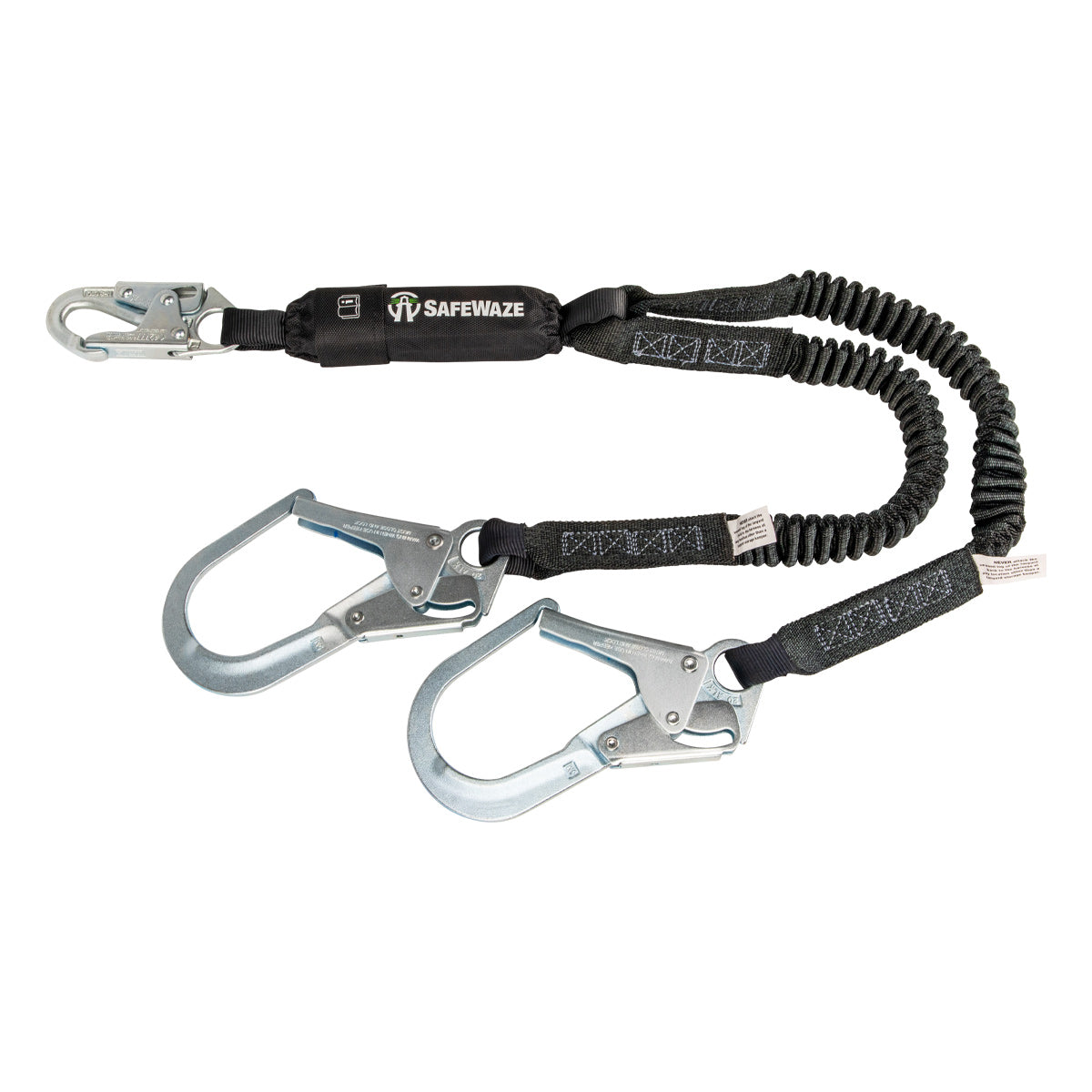 American Ladders & Scaffolds, Safewaze PRO 6' Stretch Energy Absorbing Lanyard: Dual Leg, Rebar Hooks