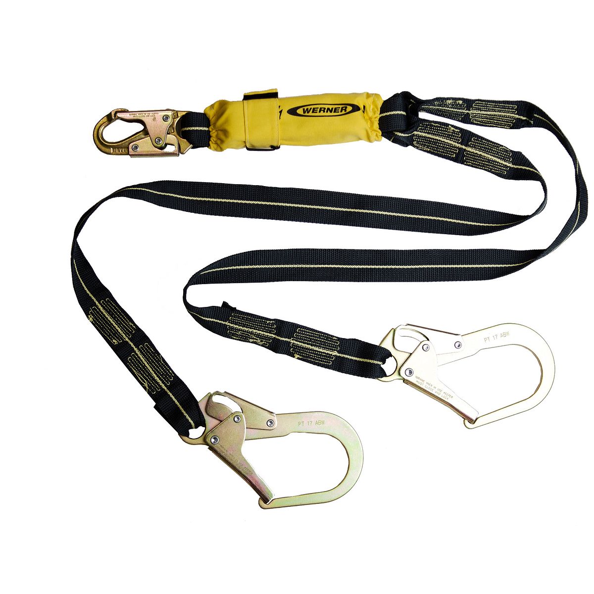 American Ladders & Scaffolds, SoftCoil Arc Flash Twinleg Lanyard (Snaphook, Rebar Hooks) - 6'