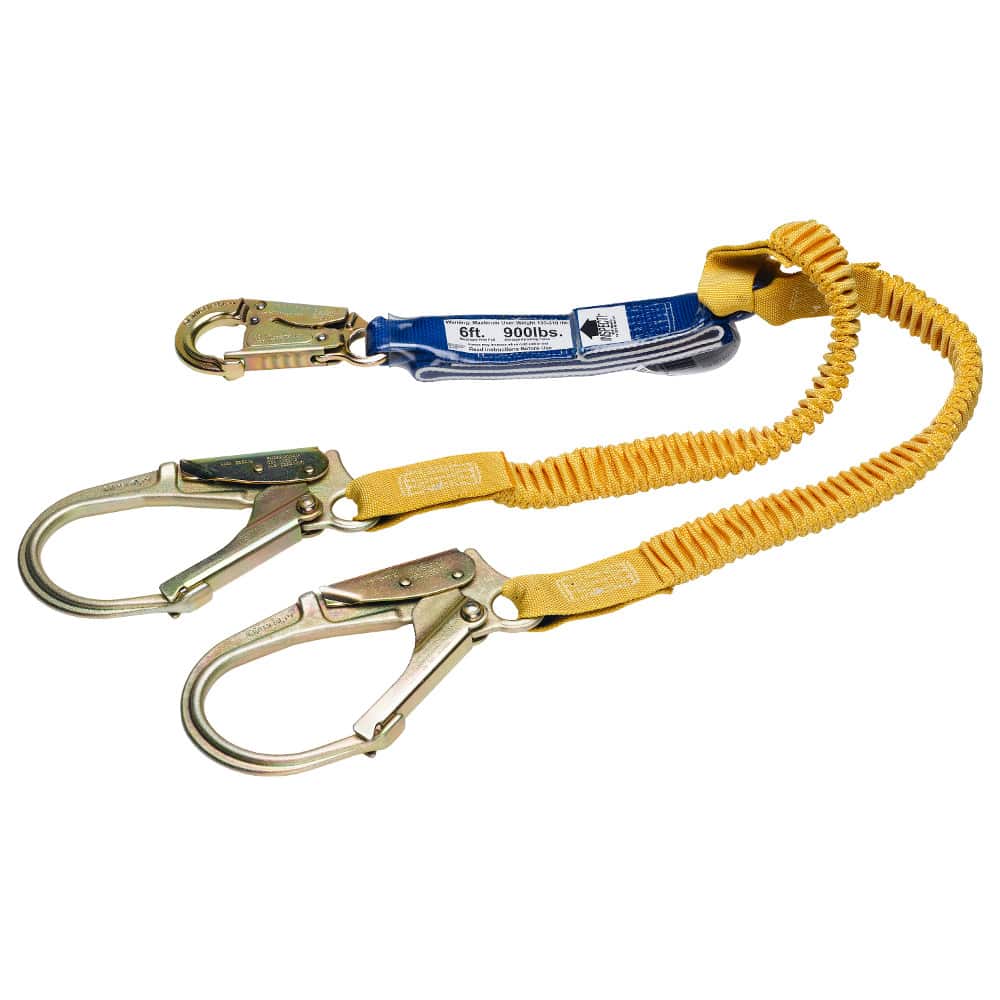 American Ladders & Scaffolds, Werner C441200 6FT DECOIL STRETCH TWINLEG LANYARD (DCELL SHOCK PACK, ELASTIC WEB, SNAP HOOK, REBAR HOOK)