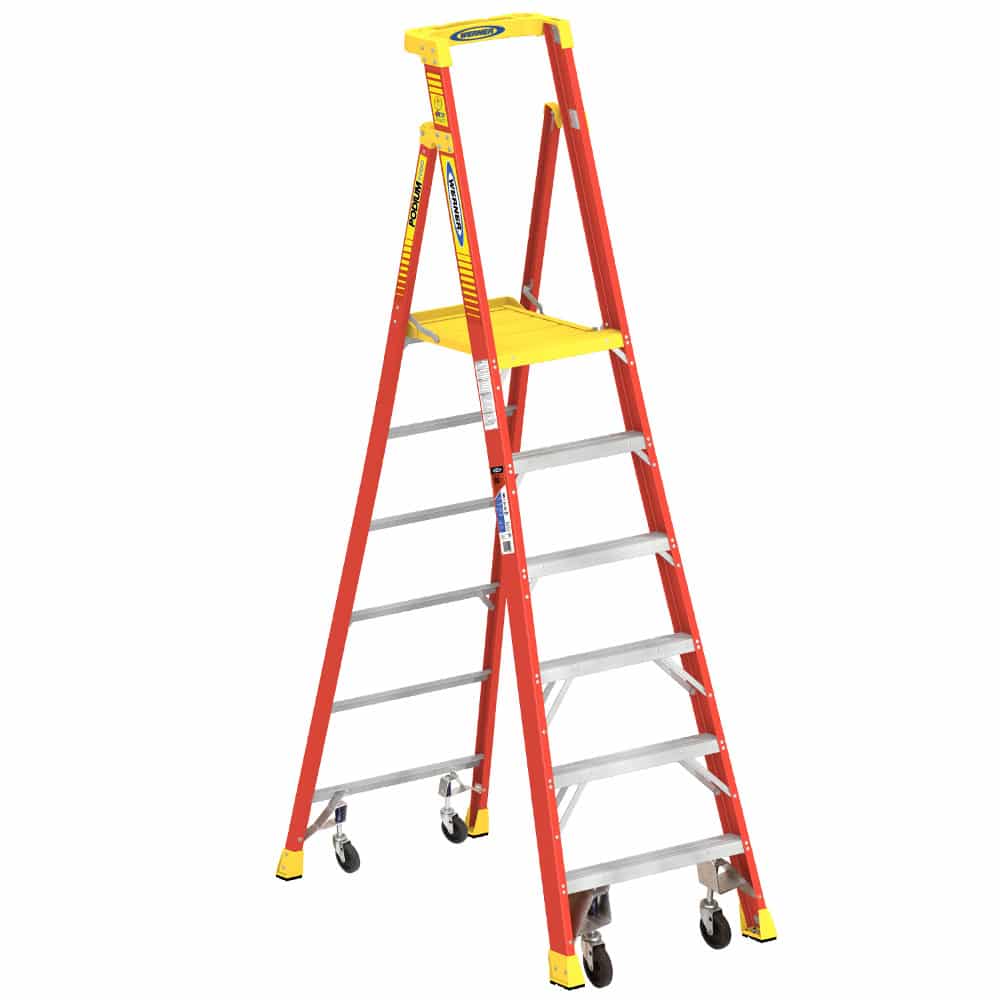 American Ladders & Scaffolds, Werner PD6200-4C Type IA Fiberglass Podium Ladder w/Casters